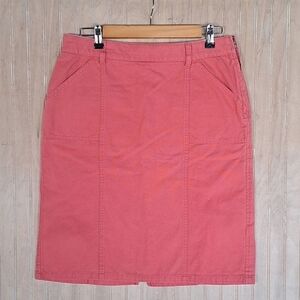 Christopher & Banks 100% Cotton Pockets Coral High Waisted Denim Skirt